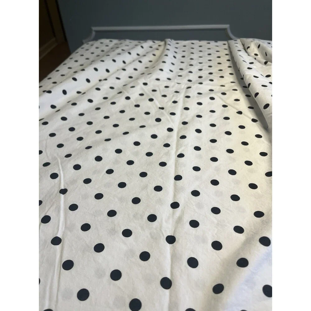 Pottery Barn White w Black Polka Dot Flat Sheet & Pillowcase Twin XL